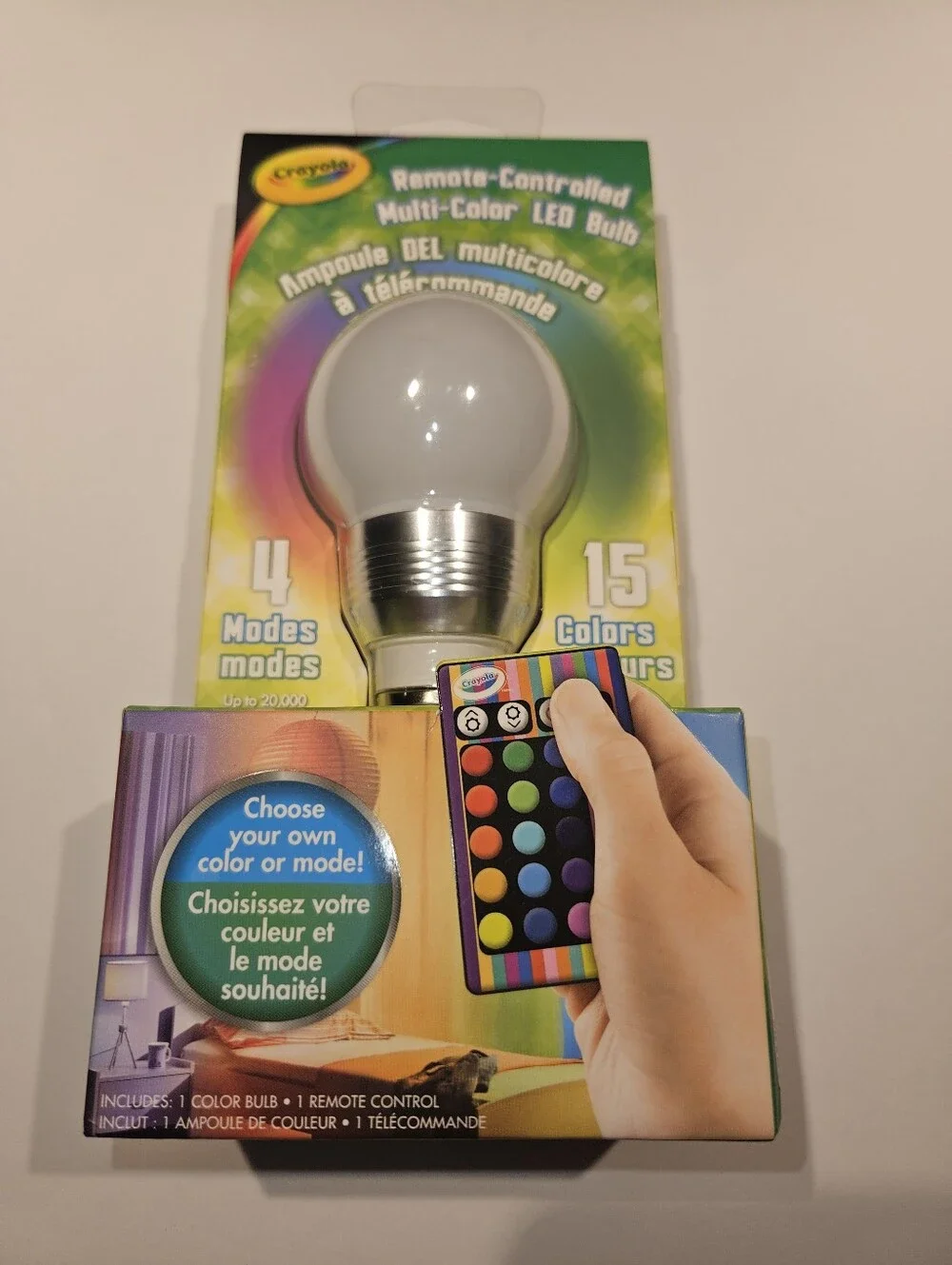 Crayola Multi-Color Remote-Controlled LED Light Bulb 15 Colors Changing 4 Modes